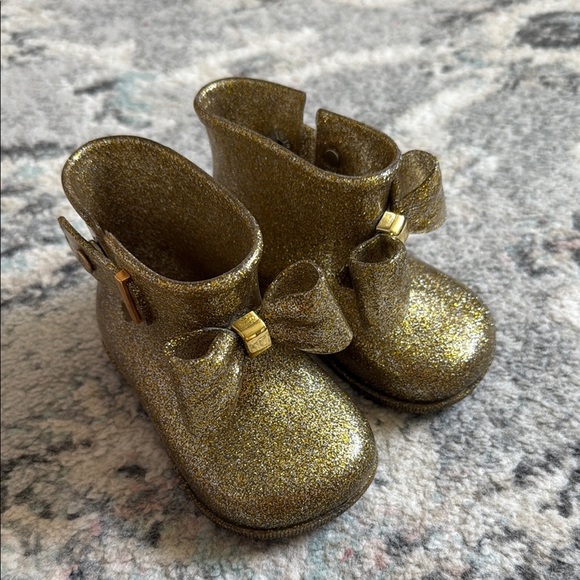 Mini Melissa Other - Mini Melissa Gold Glitter Boots